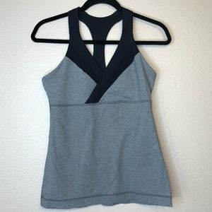 LULULEMON Deep Breath Tank Top RacerBack Gray  and Black NEW Size 8